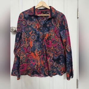 Jones New York Vibrant Paisley Button Down Shirt